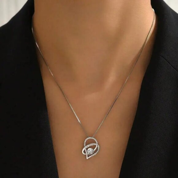 925 Silver Womens 1ct Diamond Heart Pendant Necklace Ladies New 16" 18" Jewelry - Picture 6 of 6